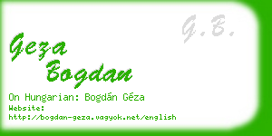 geza bogdan business card