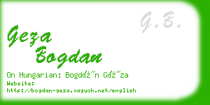 geza bogdan business card